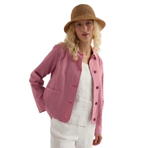 Seasalt Cornwall Carnon Downs Jacket Gingham Scarlet